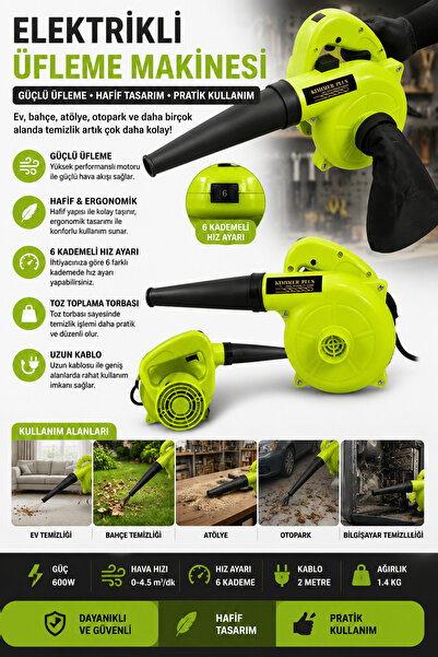 Jetta Power Tools Kimmeer Plus Devir Ayarlı Hava Üfleme / Emme Makinesi Elekt...