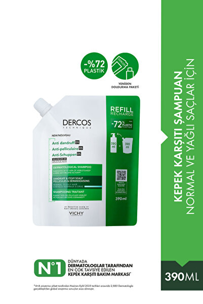 Vichy Dercos Kepek Karşıtı Normal/Yağlı Saçlar İçin Şampuan Refill Yeniden Do...