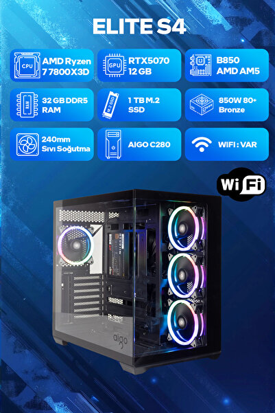 Game Garaj Elite S4 AMD Ryzen 7 7800X3D 32GB RAM 1TB SSD RTX5070 240mm Sıvı S...
