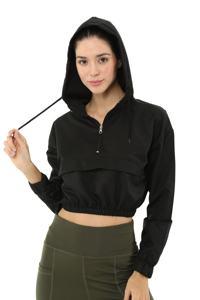 Scorp سويت شيرت نسائي بغطاء للرأس من Alice Crop باللون الأسود