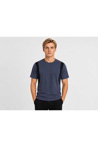 FORMO Tricou pentru bărbați, din amestec modal, cu detaliu sportiv cu dungi l...