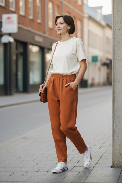 MODA BY BELİ LASTİKLİ KETEN AİROBİN DOUBLE PAÇA HAVUÇ PANTOLON