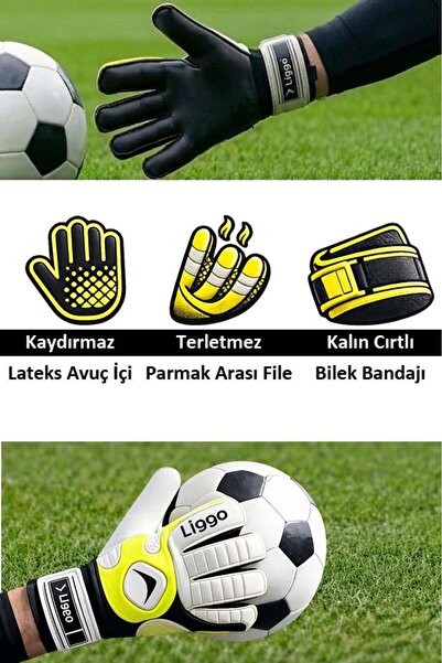 Liggo Reflex Çocuk Kaleci Eldiveni Bilek Bandajlı 5-6-7 Numara