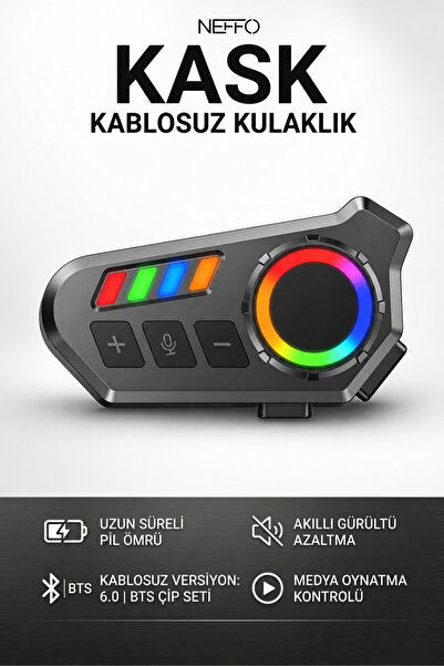 NEFFO Intercom K06 Motosiklet Kask Kulaklık Bluetooth 5.4 Kablosuz Motor Kula...
