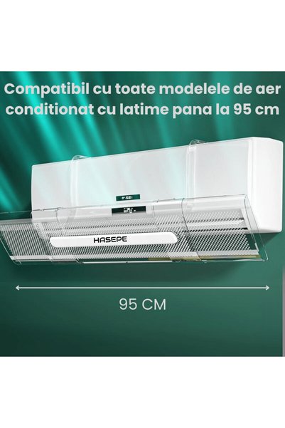 HASEPE Deflector de aer condiționat, reglabil, universal, 53-95 cm, transparent, protecție împotriva curenților de aer
