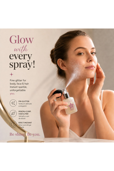 world of beauty Glitter essence pentru fata si corp, Argintiu, Aspect straluc...