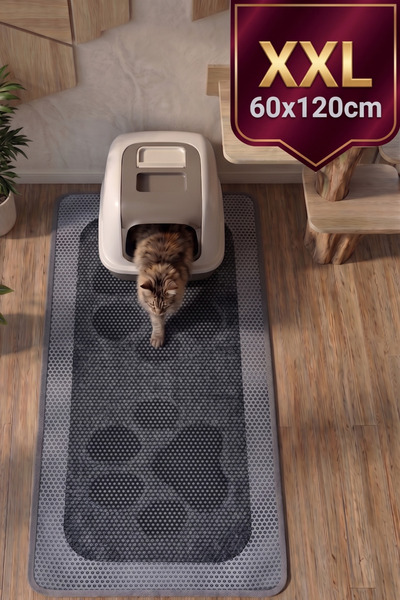 SoGood Concept XXL - Gri Büyük Pati Baskılı Petek Dokulu Kedi Kumu Yakalama P...