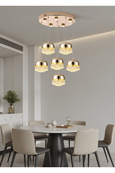 Apliqa GEMMA GOLD 6LI 57 WATT LED AVİZE