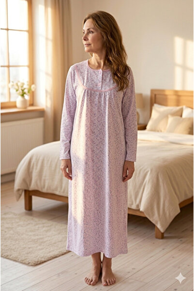 Aydoğan NIGHTWEAR THIN FOUR SEASONS WEARED 1 PIECE PURPLE WHITE Tiny FLOWERED...