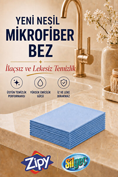 zipy Yeni Nesil Mikrofiber Cam Temizleme Bezi 15 Adet Yeni Flement Teknoloji