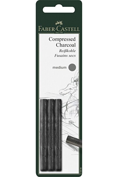 Faber Castell BLISTER 3 BUCĂȚI CĂrbune presat PITT MONOCROM MEDIU FABER-CASTELL