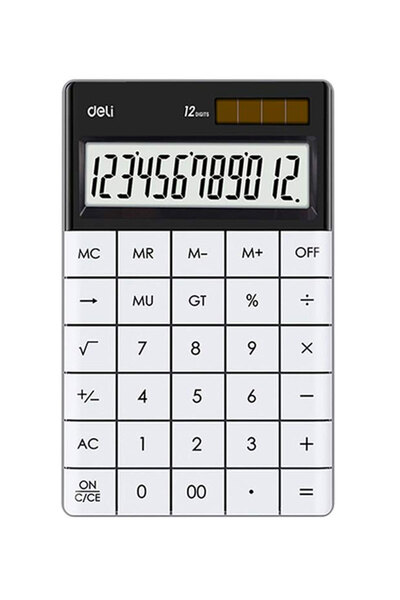 Deli Calculator de birou modern alb cu 12 cifre