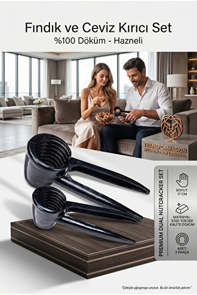 Transformacion 100% Cast Iron Walnut and Hazelnut Cracker Set Practical Crush...