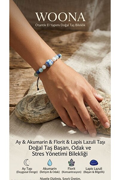 WOONA Ay & Akumarin & Florit & Lapis Lazuli Taşı Otantik El Yapımı Doğal Taş ...