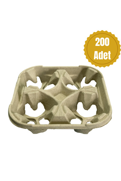 Fiberpak 4’lü Karton Kahve Bardak Taşıyıcı – 200 Adet | Kafe, Takeaway ve Pak...