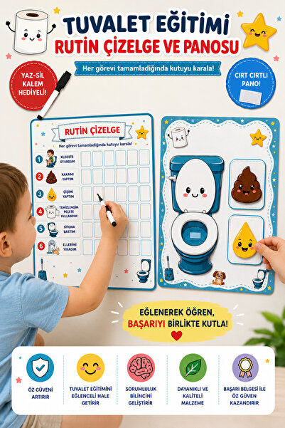MİNİPOİ Eğlenceli ve Eğitici Tuvalet Eğitimi Cırt Cırtlı ve Yaz Sil Özellikli