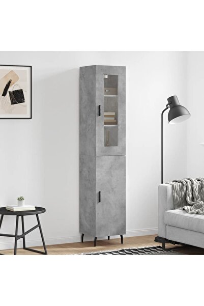 Concept Dulap înalt, gri beton, 34,5x34x180 cm, lemn prelucrat