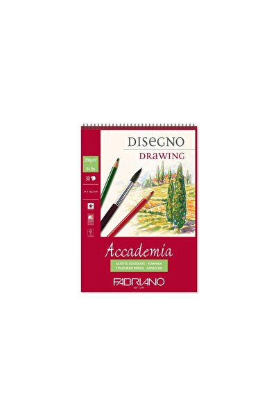Fabriano Тетрадка за рисуване Accademia Disegno, A4, 200 г, 30 листа, със спи...