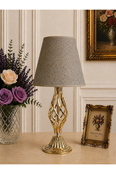 Dekovien Mink Fabric Headboard Metal Gold Legs Modern Stylish Lampshade 50X25Cm