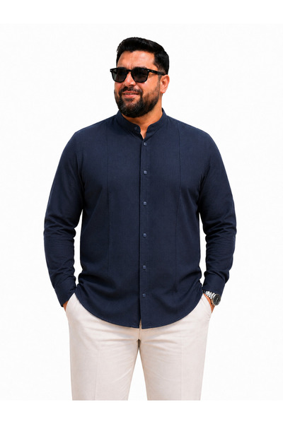 COLVIS MAN Slim Fit Battal Slimfit Kısakol Hakimyaka Cotton Satin Men's Shirt