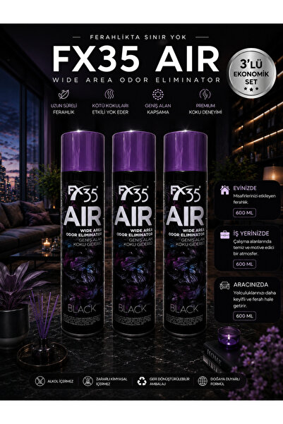 FX35 WİDE AREA GENİŞ ALAN KOKUSU BLACK 600 ML PREMİUM KOKU 3LÜ SET