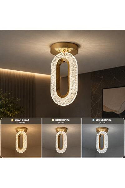 Marsel Lighting SERRA PLAFONYER Ledli Avize Tavana Sıfır Gold Sarı Gövde 3 Re...