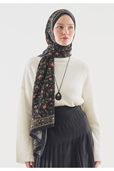 Freshscarfs Leana Desenli Pamuk Viskon Şal Siyah