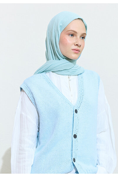 Freshscarfs Pamuklu Keten Şal Blue Lemonade
