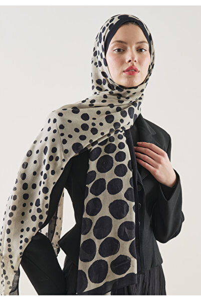 Freshscarfs Șal negru cu buline din ramie