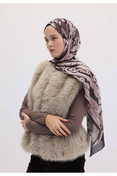 Freshscarfs Evrın Desen Şal Tozlu Pembe
