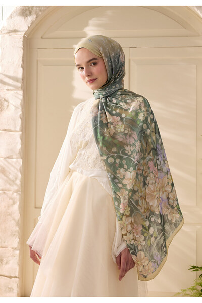 Freshscarfs Tereyağı Wısterıa Desen Rami Şal
