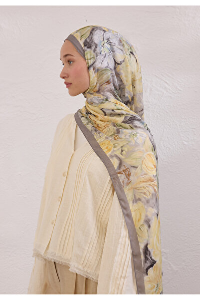 Freshscarfs Füme Pure Flora Desen Rami Şal