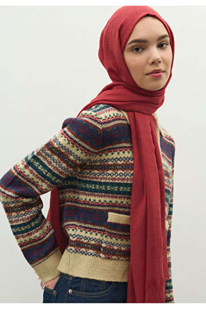 Freshscarfs Kırmızı Kaşmir Dokulu Şal