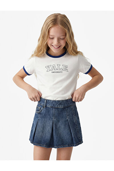 Koton Denim Pamuklu indigo Kız Çocuk Şort 6Skg40080Ad