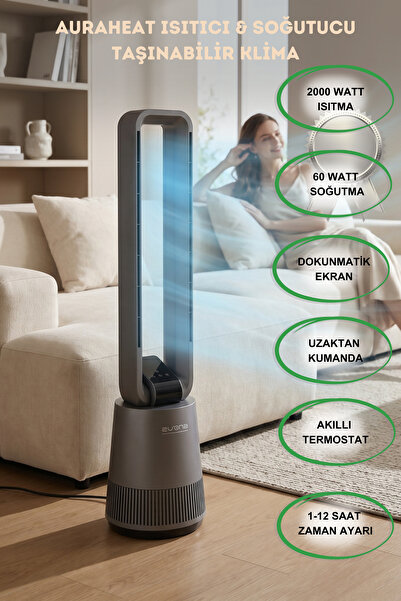 evona AuraHeat Elektronik Fanlı Isıtıcı & Soğutucu Klima, Taşınabilir,Uzaktan...
