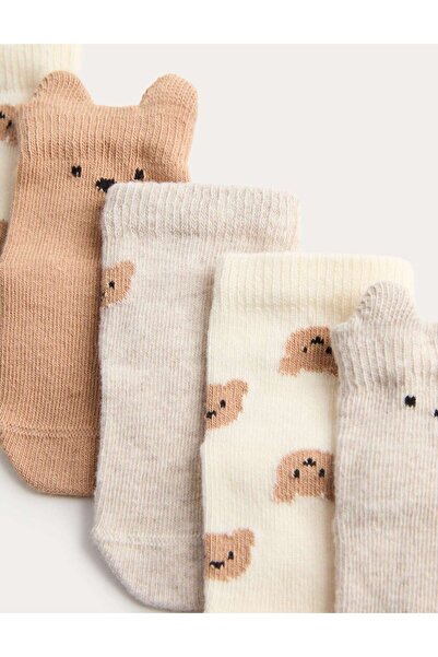 Marks & Spencer 5’li Pamuk Karışımlı Spencer Bear Bebek Çorap Seti