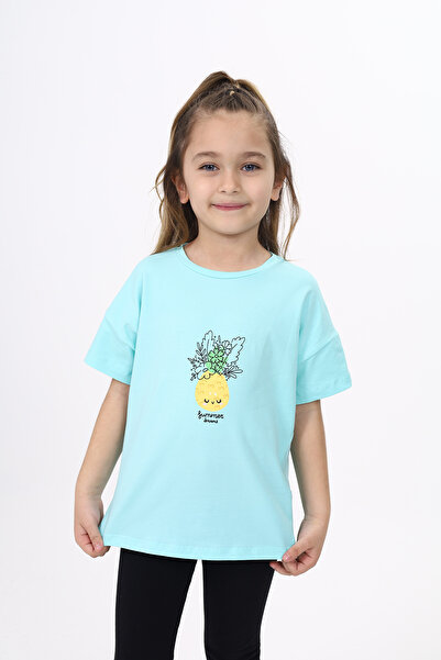 Toontoy Tricou cu mânecă scurtă pentru fete cu imprimeu guler rotund