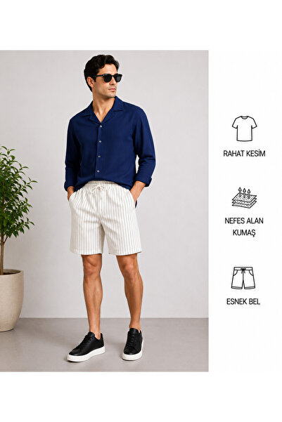 WENMİNG Bürümcük Crinkle Fabric Summer Men's Shirt and Crepe Shorts Top and B...