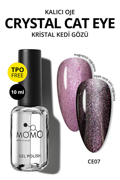 MOMO professional Kristal Kedi Gözü Kalıcı Oje CE07, Yarı Şeffaf, Mor, 10 ml