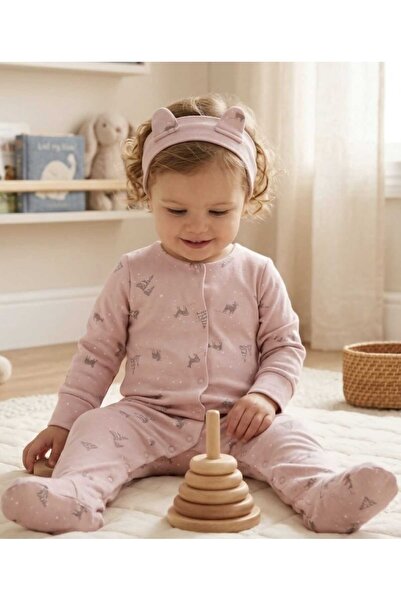 Budi Andywawa Ac25044 Puppy Gazelle Baby Jumpsuit Set Pink