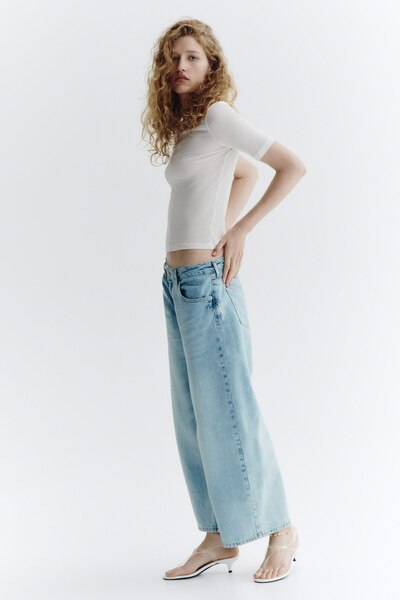 H&M Wide Regular Waist Ankle Jeans