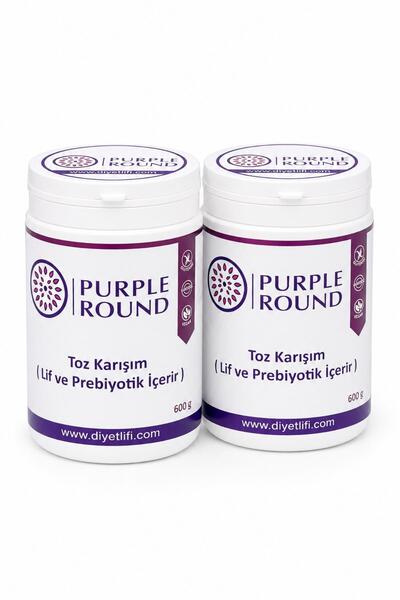 Purple Round Diyet Lifi Toz Karışım Lif Ve Prebiyotik 600g 2'li Set (600g+600g)
