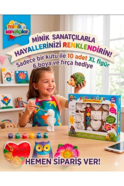 HEDİYESEPETİ1643 'BOYAMA SETİ TAŞ TOZU BOYAMA OBJE KUTULU BOYA VE FIRCA SETİ '
