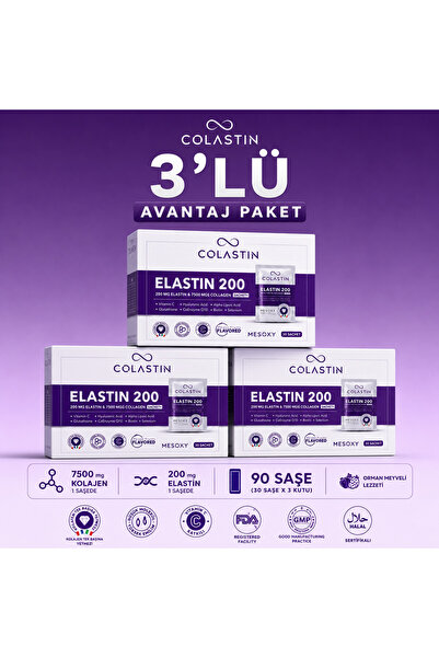 Colastin Collegen 7500 mg ,Elastin 200 mg & 30'lu Saşe X3