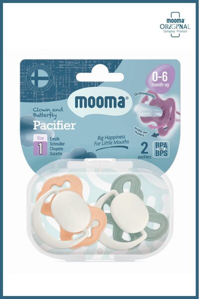MOOMA Clown & Butterfly Silikon Emzik 2’li No:1 (0–6 Ay) River Green & Light ...