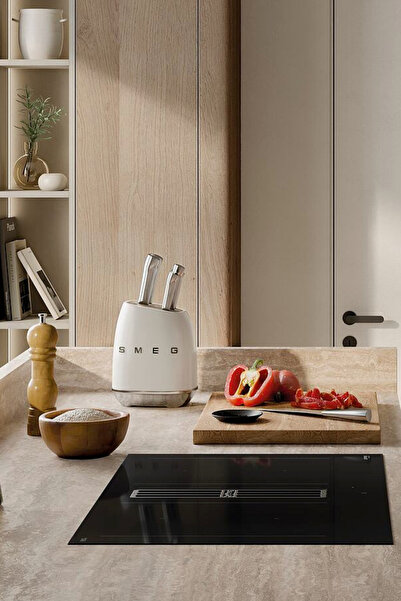 SMEG 50's Style Beyaz Retro 6'lı Blok Bıçak Seti