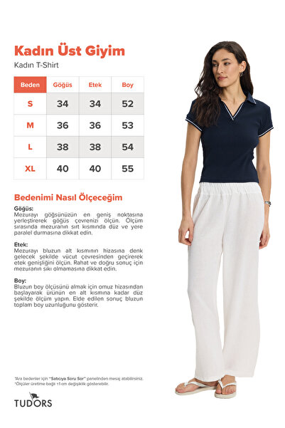 Tudors Women's slim fit cotton polo collar short sleeve navy blue t-shirt