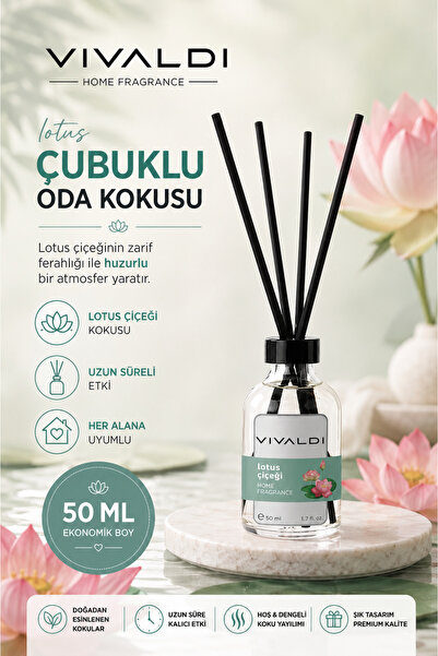 Vivaldi Home Lotus Çiçeği Çubuklu Oda Kokusu 50 ml, Taze, Ferah & Kalıcı Koku