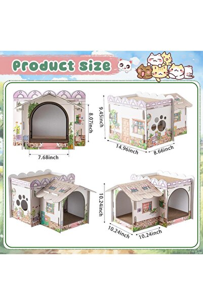 Arabest 2-Story Cardboard Cat House with Scratcher Pad, Multi Level Durable C...