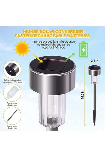 Arabest 12 Pack Solar Garden Lights,Outdoor,Stainless Steel,Waterproof,Multic...